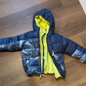 Kids Navy and Yellow Puffer Jacket